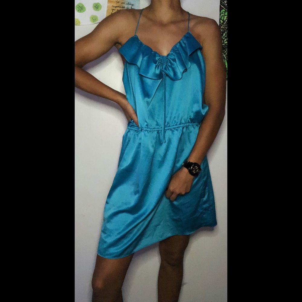 NWOT LARGE NAKED ZEBRA STRAPPY BLUE MINI DRESS